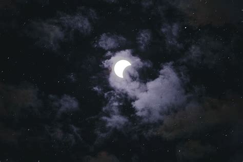 Hd Wallpaper Full Moon Hiding On A Cloud Half Moon Photo Sky