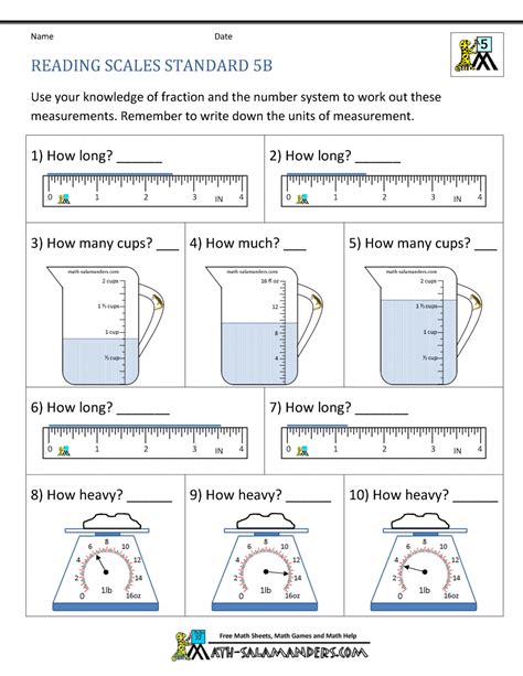 5th Grade Measurement Worksheets