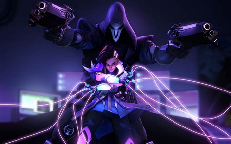Wallpaper Overwatch Sombra Reaper Neon 4k Games