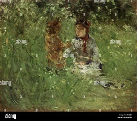 Woman And Child In The Garden At Bougival Morisot Berthe Stock Photo