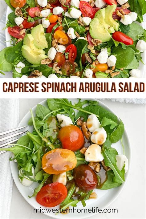 Caprese Spinach And Arugula Salad Midwestern Homelife
