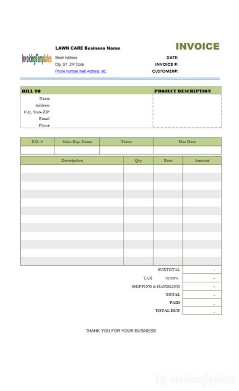 Free Printable Lawn Care Invoices —
