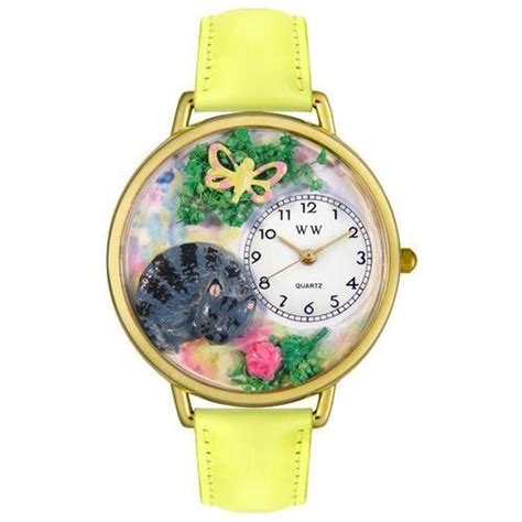 Cat Nap Watch In Gold Large Yellow Leather Leather Watch Yellow Cat
