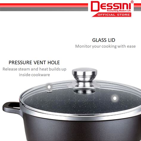 DESSINI ITALY Granite Aluminium Non Stick Casserole Pot Bowl Deep Fry