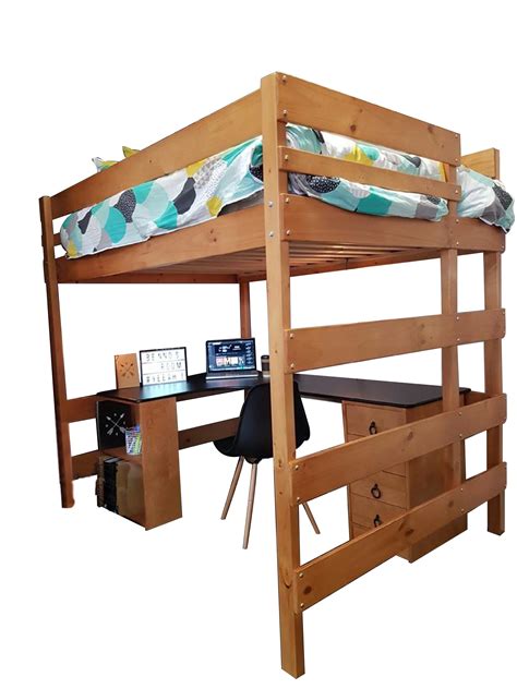 Double Loft Bed With Special Combination Large Corner Desk Double