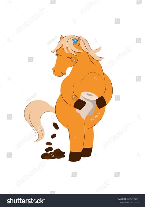 Funny Fat Horse Holds Toilet Paper Stock Vector Royalty Free