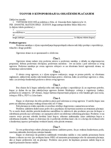 Ugovor o Kupoprodaji | PDF
