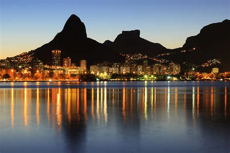 Picture Rio De Janeiro Brazil Mountain Night Rivers Cities Building