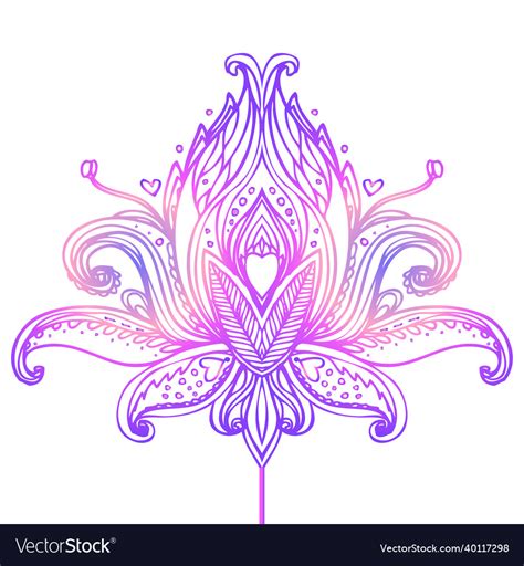 Ornamental Lotus Flower Ethnic Art Royalty Free Vector Image