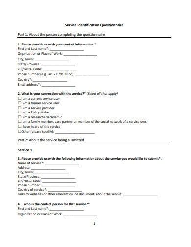 19 Identification Questionnaire Templates In Pdf Doc