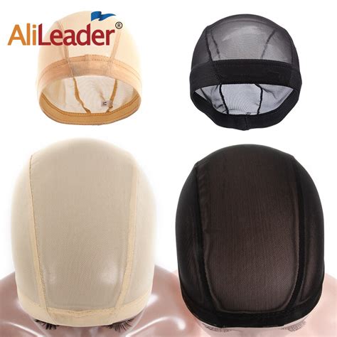 AliLeader 1pc Large Small Beige Blond Nude Wig Cap Mesh Black Invisible