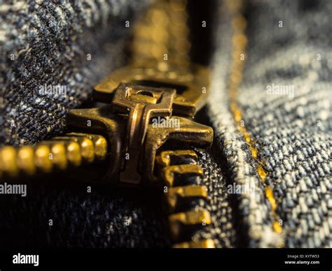 Close Up Jeans Zipper Stock Photo Alamy