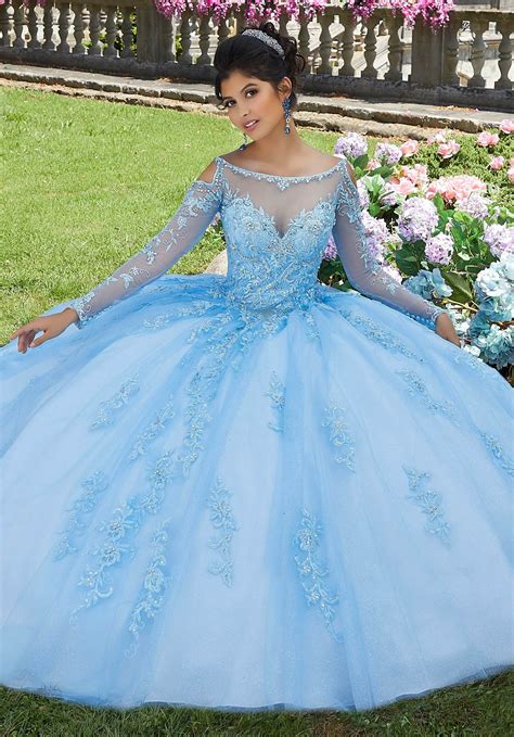 Beaded Long Sleeve Quinceanera Dress By Mori Lee Valencia 60102 8