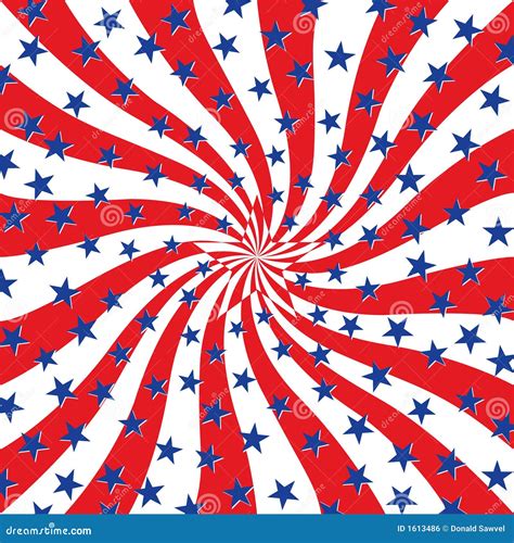 Red White And Blue Stars On Swirl Background Stock Vector