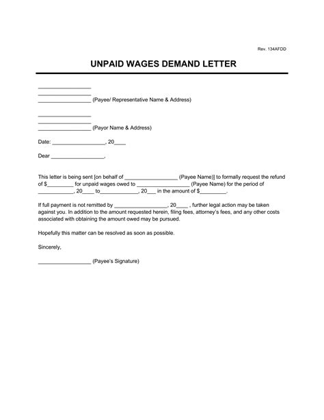 Free Unpaid Wages Demand Letter Template Pdf Word