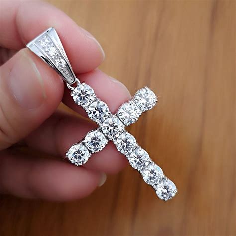 2 Carat Dvvs1 Diamond Cross Pendant Necklace 14k White Gold Over Women