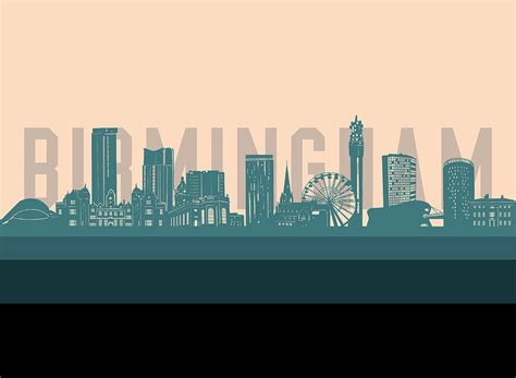 Birmingham Skyline Retro Green Digital Art By Bekim M Fine Art America