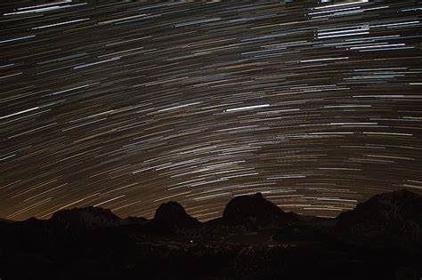 Free Photo Star Trail Star Sky Mountains Starry Sky Night Night
