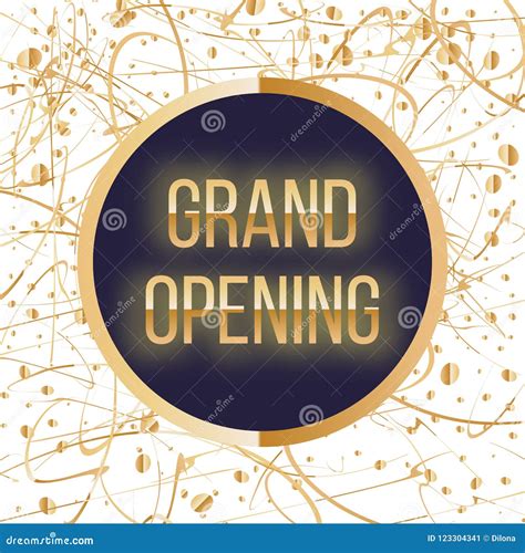 Grand Opening Lettering Sparkling Banner With Gold Sparkles Text