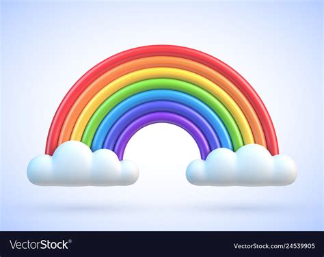 Colorful Rainbow With Clouds 3d Royalty Free Vector Image