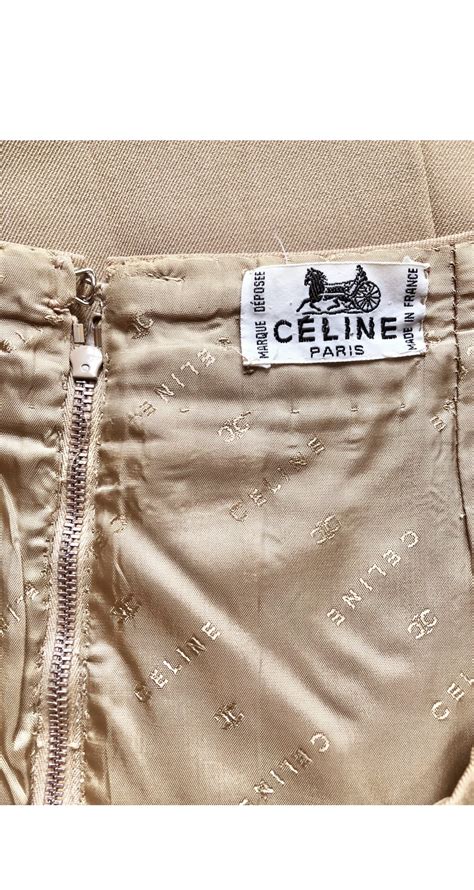 Céline 1970s Horsebit Beige Wool Gabardine Pleated Skirt Featherstone