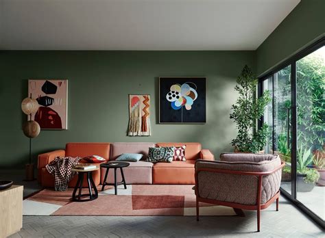 Sage And Orange Living Room Interior Design Ideas