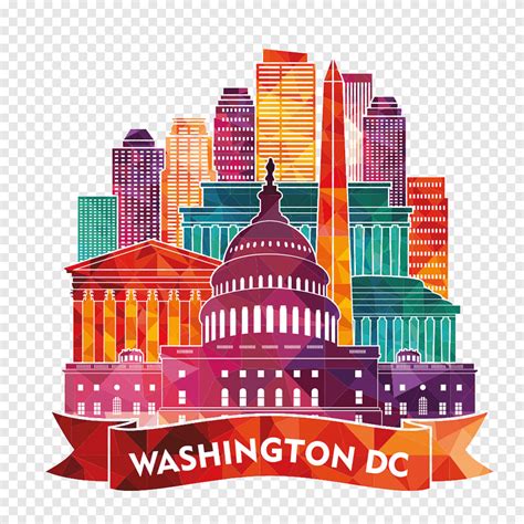 Washington Dc Skyline Illustration Illustration Colorful Building