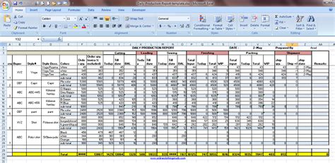 Production Report Format In Excel Excel Templates