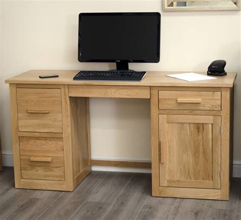 Arden Solid Oak Furniture Range Twin Pedestal Oak Computer Desk Oak