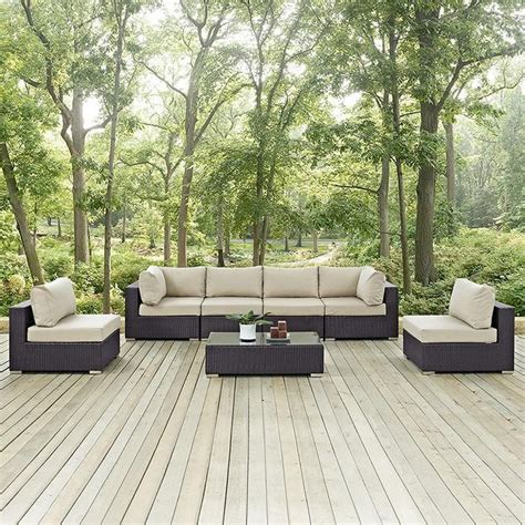 Modway Furniture Modern Convene 7 Piece Outdoor Patio Sectional Set