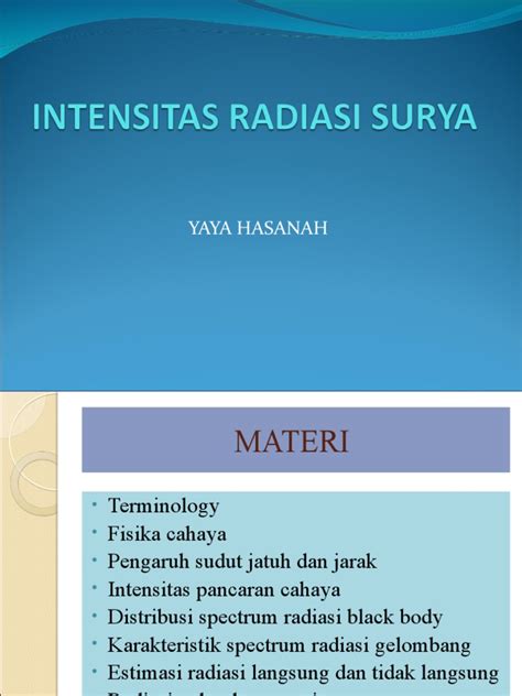 Intensitas Radiasi Surya Pdf