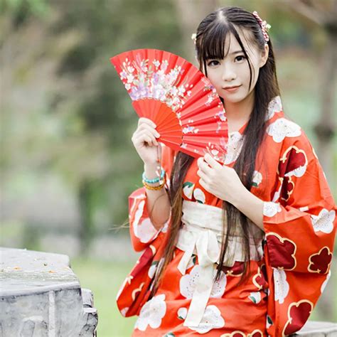 Japanese Style Tea Ceremony Kimono Female Traditional Vintage Flower Yukata Clothing Bow Tie Obi