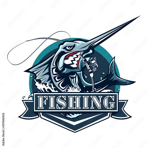 Blue Marlin Fishing Logo Illustrationblack Marline Fishing Vector