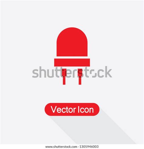 Red Led Icon Diod Icon Light Stock Vector Royalty Free 1305946003