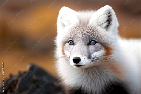 Beautiful Young Arctic Fox With White Paws Close Up Created With