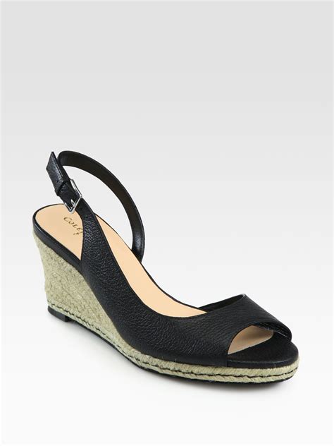 Cole Haan Adelaide Leather Espadrille Wedge Sandals In Black Lyst