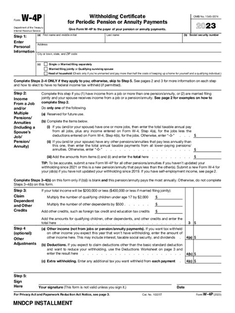 Fillable Online 2023 Form W 4p Withholding Certificate For Periodic