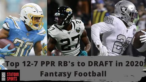 Pff's fantasy football rankings include draft and current week ranks from our experts, projections, auction values, advanced stats and our strength of schedule metric. Fantasy Football RB Rankings 12-7 PPR | The Fantasy Four ...