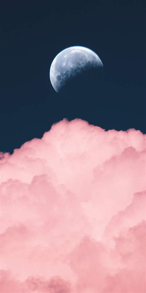 Moon In The Pink Clouds Wallpaper Mobile Wallpapers Hd Free Mobile
