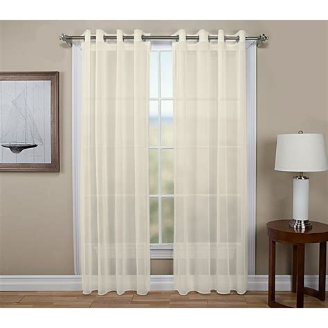 Tergaline Semi Sheer Grommet Curtain Panel 54 X 84 Long Ivory
