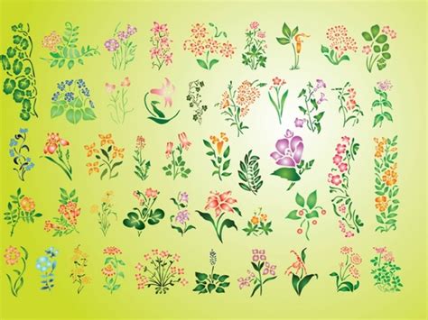 Summer Flowers Set Free Vector In Adobe Illustrator Ai Ai Vector