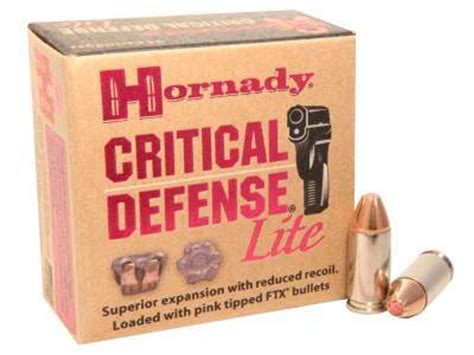 Hornady 9mm Critical Defense Lite H90240 100 Gr Ftx 25 Per Box