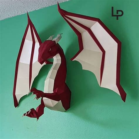 Diy Papercraft Dragon Turn This Printable Pdf Pattern Into An Etsy