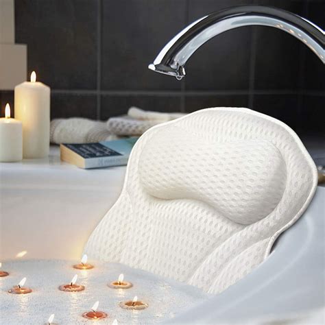 Luxury Bath Pillow Ergonomic Bathtub Spa Pillow With 4d Air Mesh Technology And 6 Suction Cups