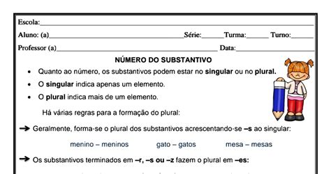 👍gramática Número Do Substantivo Atividade De Língua Portuguesa Para