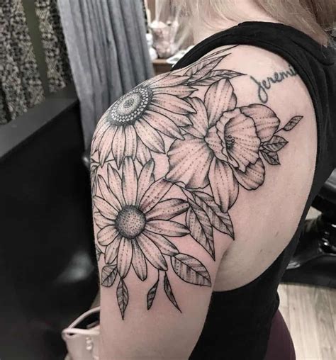 Black Realistic Daisy Tattoo Daisy Flowers Wrist Tattoos The