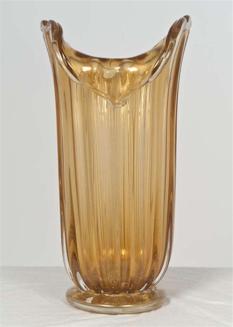 Murano Amber And Gold Glass Vase For Sale At 1stdibs