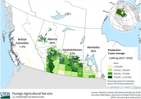 Map Depicting The Major Canola Producing Areas In Western Canada Based