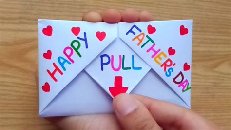 Diy Surprise Message Card For Fathers Day Pull Tab Origami