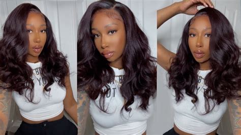 most easiest wig application no glue needed pre styled burgundy wig ft my first wig youtube